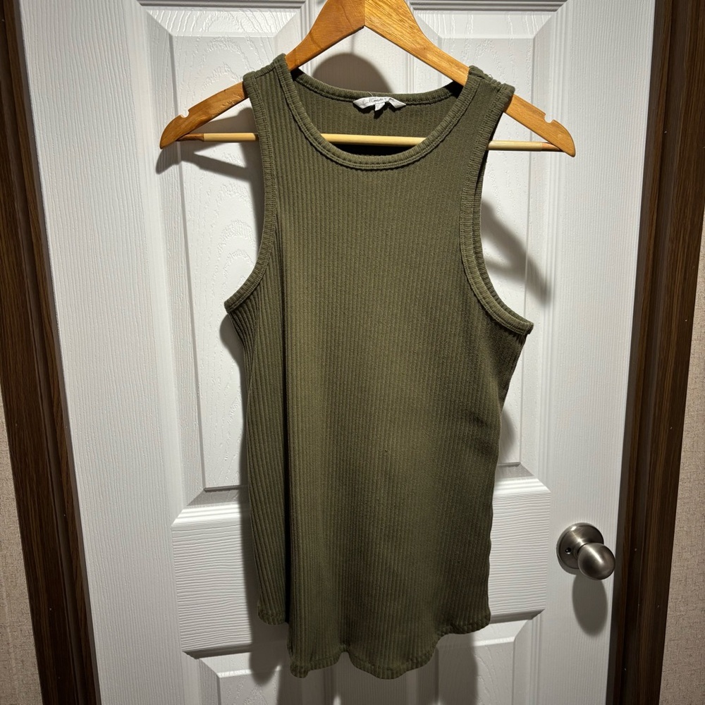 Culture Code Olive Green Ribbed Tank Top Size Large